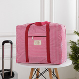 爱之橙旅行衣物收纳袋套拉杆箱行李袋防水装被子的袋子整理袋衣服收纳包 玫红条纹 大号58*49*28cm