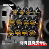 朗威哑铃男士电镀纯钢固定健身房商用包胶哑铃套装健身训练器材亚玲 60KG=单只30kg*2