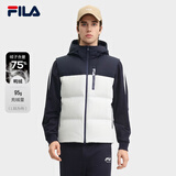 FILA 斐乐官方男士羽绒马甲冬季新品时尚休闲舒适保暖连帽上衣 云菇白-WT XL