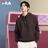FILA 斐乐官方情侣款连帽卫衣秋季新款纯棉宽松针织长袖上衣加绒 檀棕色-BN M