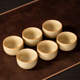 瓷牌茗茶具（cipaiming teaset）哥窑茶杯小号品茗杯家用闻香杯主人杯单杯开片可养功夫茶具配件 《秘色黄哥窑》禅定杯-6个装