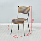 东方雅岚 靠背的藤编椅子编织单人家用凳子藤编椅阳台竹椅子玻璃户外休闲椅 中号双色(坐高38cm )两把价