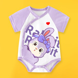 迪迪熊日记（DIDIXIONGRIJI）婴儿衣服夏季薄款短袖男女0-3个月6宝宝包屁三角哈衣纯棉爬服夏装 短袖三角英文兔 59cm适合体重10斤内宝宝