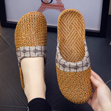 DOGHC竹拖鞋 夏季藤草编织凉拖鞋轻便居家情侣男女透气草席竹编