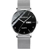 特雷格（TIGERAO）青少年手表男士高中学生时尚潮流机械风初中生石英防水简约电子表 069银网黑面