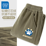 真维斯童装儿童加绒裤子2025新款男童灯芯绒保暖裤中大童秋冬长裤男童运动裤 【保暖灯芯绒】绿/J龙爪K 130