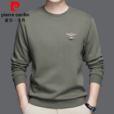 皮尔卡丹（pierre cardin）男士卫衣春秋款重磅无帽含蚕丝t恤长袖宽松大码落肩袖圆领打底衫