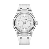 博之轮手表男女简约时尚初中学生石英表透明情侣腕表开学礼物白色