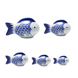 LICHEN景德镇中式古典青花小摆件陶瓷漂浮鱼鱼缸装饰观赏工艺 大小五个