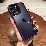 诺康士 苹果16Promax手机壳 沙漠金iPhone15暗夜紫16e透明金属圈14Pro耐脏高级感防摔全包高端13/12 【暗夜紫】高透防摔耐黄-贈钢化膜 iPhone 14 Promax