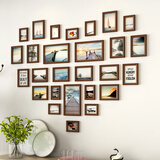 纪恒暄 心形实木照片墙挂墙组合装饰画框婚纱照个性欧式木质像框相片框 27框爱心 巧克力色+海天一色