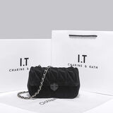 CHARINE&KATH 小&ck女包轻奢品牌小方包女通勤休闲链条包轻奢百搭单肩斜挎包女 黑色 专柜礼盒装