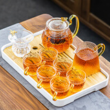 瓷牌茗茶具玻璃茶具套装家用茶盘整套带过滤茶壶加厚耐热泡茶壶茶杯大容量