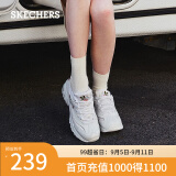 斯凯奇（Skechers）老爹鞋女士熊猫鞋刺绣厚底内增高小白鞋子休闲百搭季 11977-白色/WHT 35