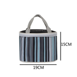 海燕之天可爱圆形便当包学生饭盒袋装饭盒的手提包饭盒袋子手提拉链保温包 小号黑色条纹 单件装 3L 小号黑色条纹+冰袋2个