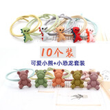 南方姑娘100根儿童不伤发皮筋无缝太阳花头绳发绳小女孩扎发圈双线打高弹 10个发绳【小恐龙+小熊套装】