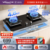 万和（Vanward）燃气灶液化气 双灶具 家用4.8kW猛火灶台嵌两用煤气炉煤气灶 钢化玻璃 可调节底盘JZY-C5L90S