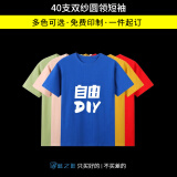 蓝之旺 班服t恤定制工作服 文化衫订制短袖男情侣体恤diy衣服聚会团队服 精致款全棉40支双纱 L