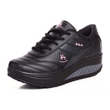 速达美2025春夏新款韩版摇摇鞋女运动休闲鞋子增高厚底皮面防水休闲单鞋 840黑色 39