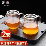 番易杯子/玻璃/公道杯A1V-带过滤网不锈钢茶漏套装耐热茶海茶水分茶器 直身一个+椭圆一个+卡扣过滤网两个