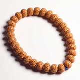 盘三世精品脑纹桃核手串文玩龙纹小桃胡盘玩把玩手把件男士款野生山核桃 树王纽扣手持16-17mm+工具 脑纹手串