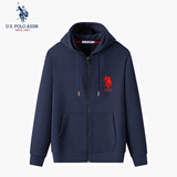 U.S. POLO ASSN.卫衣男秋季连帽开衫外套男士运动休闲上衣男 藏青 XL 
