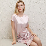 达芬奇密码加肥加大码睡衣女士无袖宽松冰丝绸睡裙胖mm孕妇妈妈睡衣女中老年 兰花玉露