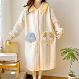 俞兆林空气棉睡裙女秋冬季长袖夹层加厚孕妇睡衣可爱冬天家居服睡袍