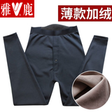 雅鹿保暖裤男超薄款加绒棉裤加肥加大一体修身版大码光面滑面保暖秋裤 光面薄款330克 3XL 建议140-160斤
