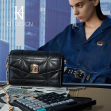 KH Design明治女包小香风斜挎包链条小包春夏新款潮菱格包洋气质 黑色