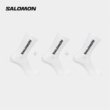 萨洛蒙（Salomon）男女款 户外运动休闲舒适透气长筒袜子 EVERYDAY CREW 3-PACK 白色 C20860 L (42-44码)