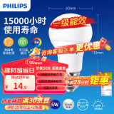 飞利浦（PHILIPS）led灯泡节能灯家用客厅超亮小灯泡E27螺口6W 6500K白光优视型