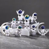 桃李世家创意宇航员摆件桌面小太空人书桌电视柜房间装饰品车载中控台摆件 渐变星空四件套(共8只)