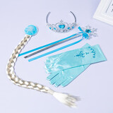 婉凯儿童饰品冰雪奇缘爱莎公主首饰女童皇冠手提包舞会面具配饰 皇冠、魔法棒、假发、手套