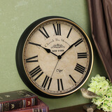 迪高钟表美式大厅挂钟时钟客厅挂表无声复古电子壁钟挂墙上静音欧式表 黑色