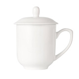 宜宜陶瓷经典会务茶杯400ml 带盖马克杯办公开会议招待水杯子景德镇制
