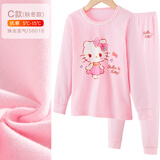 Hello Kitty女童内衣套装棉儿童秋衣套装秋冬秋衣秋裤家居服睡衣裤秋装 【春秋C款】粉色 56018 140cm 适合135-145cm