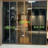 衣柜橱柜玻璃门定做平开铝框门订做极简窄边框订制钢化玻璃酒柜门 订做联系报价