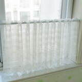 漫汐小裙子咖啡帘短帘门帘布艺纱帘半帘蕾丝田园小飘窗帘厨房店面 白色(不含杆子) 宽150cm*高45cm(一片)