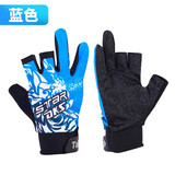 TAB钓鱼秋冬款手套登山防水防滑露五指路亚垂钓海钓手套防晒透气速干 升级款漏三指（蓝色）