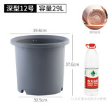 爱丽思（IRIS）花瓶彩色Deepot圆形月季铁线莲花盆园艺批发树脂花盆塑料盆 12号简约灰 （带盆托） 深型