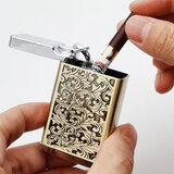 途贺日式便携烟灰缸创意个性潮流时尚环保式随身密封烟灰盒耐热防飞灰日本旅游户外迷你优雅男士口袋小号烟缸 【青铜唐草】环保便携烟灰缸