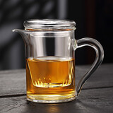 创典泡茶壶玻璃加厚耐高温带过滤冲茶器红茶泡办公室泡茶器小号花茶壶纯玻璃冲茶器 CZ-2205泡茶杯(白把320ml)