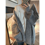 妙奕嘉毛衣女士针织衫外套开衫春秋冬季衣服女装2025新款慵懒风外搭洋气 无扣慵懒毛衣外套【灰色】 均码 【建议70-130斤】
