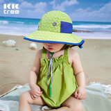 Kocotreekk树儿童防晒帽护颈大帽檐男童女孩防紫外线夏季撞色 香印青 S 