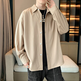 Foss Phil长袖衬衫男士秋冬季港风休闲衬衣百搭简约打底衫外套7304卡其XL