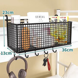 伊思家床边挂篮床头置物架免打孔大学生零食架上铺收纳篮女寝室收纳篮宿 黑色大号-挂钩款（送4根扎带）