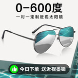 卡珀尼近视太阳镜男款高清偏光成品墨镜带度数开车驾驶蛤蟆镜钓鱼眼镜 A款 蛤蟆款黑灰片 600度