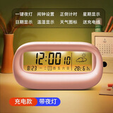 帕提拉透明闹钟学生用桌面智能电子数字时钟高颜值2023新款专用起床神器 806夜灯款粉色+USB线