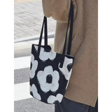 AODAISI包包女新款大容量水桶包时尚手提包休闲百搭单肩斜挎包 黑白大花朵